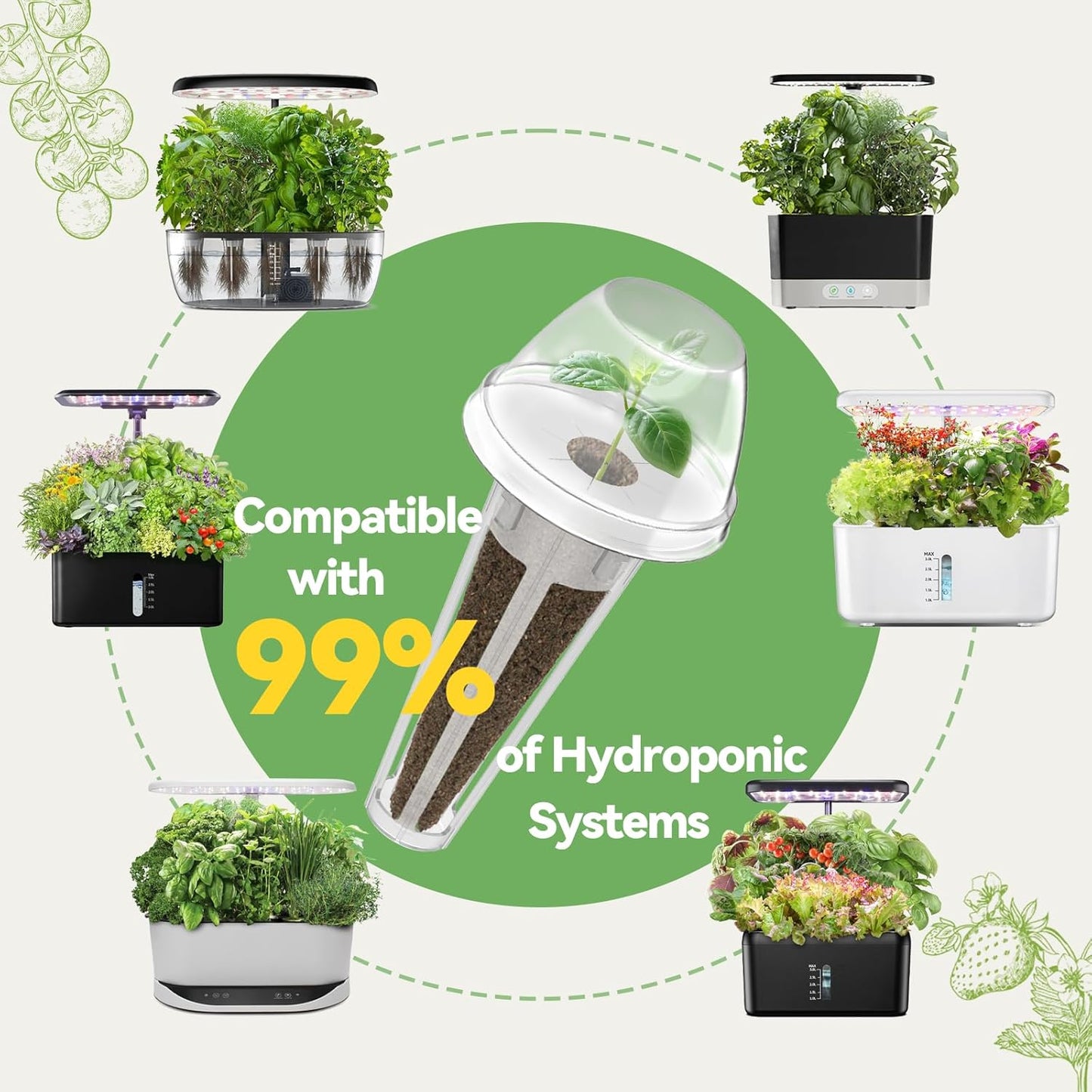 inbloom 12-Pod Fruit Seed Pod Kit for AeroGarden, iDOO, Ahopegarden Hydroponic Growing System, Included Strawberry, Cucumber, Green Pepper, Golden Tomato, Radish, Dwarf Pea, Beet, 400+ Seeds