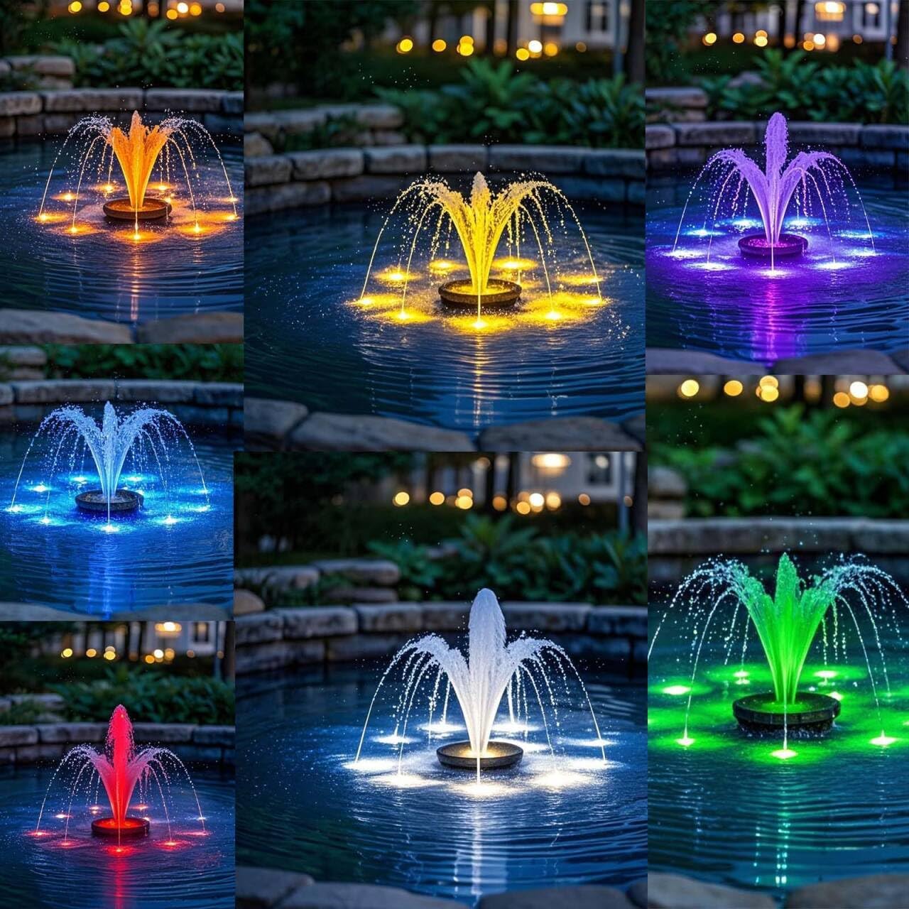 Pond Lights Submersible Outdoor Spotlights with Timer, Color Changing Fountain Light Waterproof Dimmable with Spiked Stand for Pond Fountain Waterfall Pool Landscape(Set of 2)