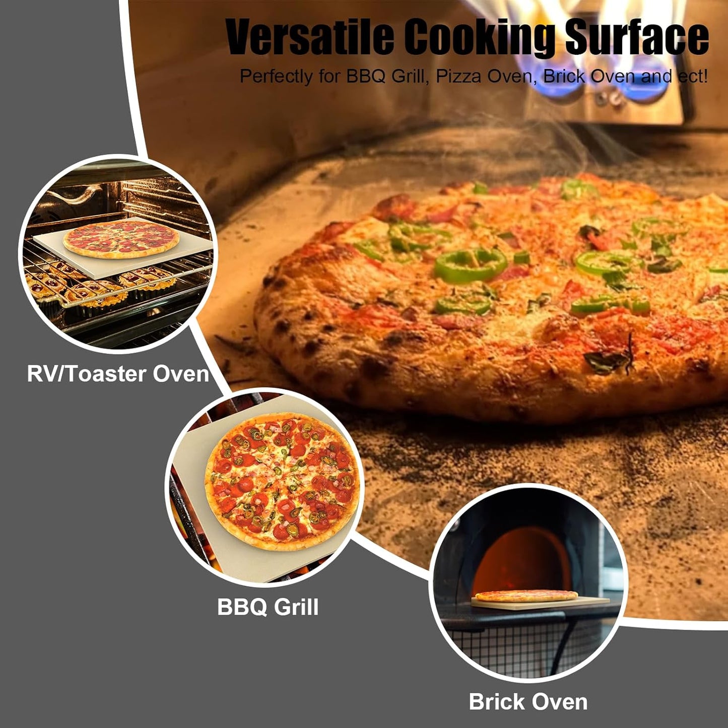 Pizza Stone Replacement for Ooni Karu 16 Multi-Fuel Pizza Oven, Heavy Duty Ceramic Grill Plate Accessories Pizza Baking Stone for Oven/Grill, Thermal Shock Resistant