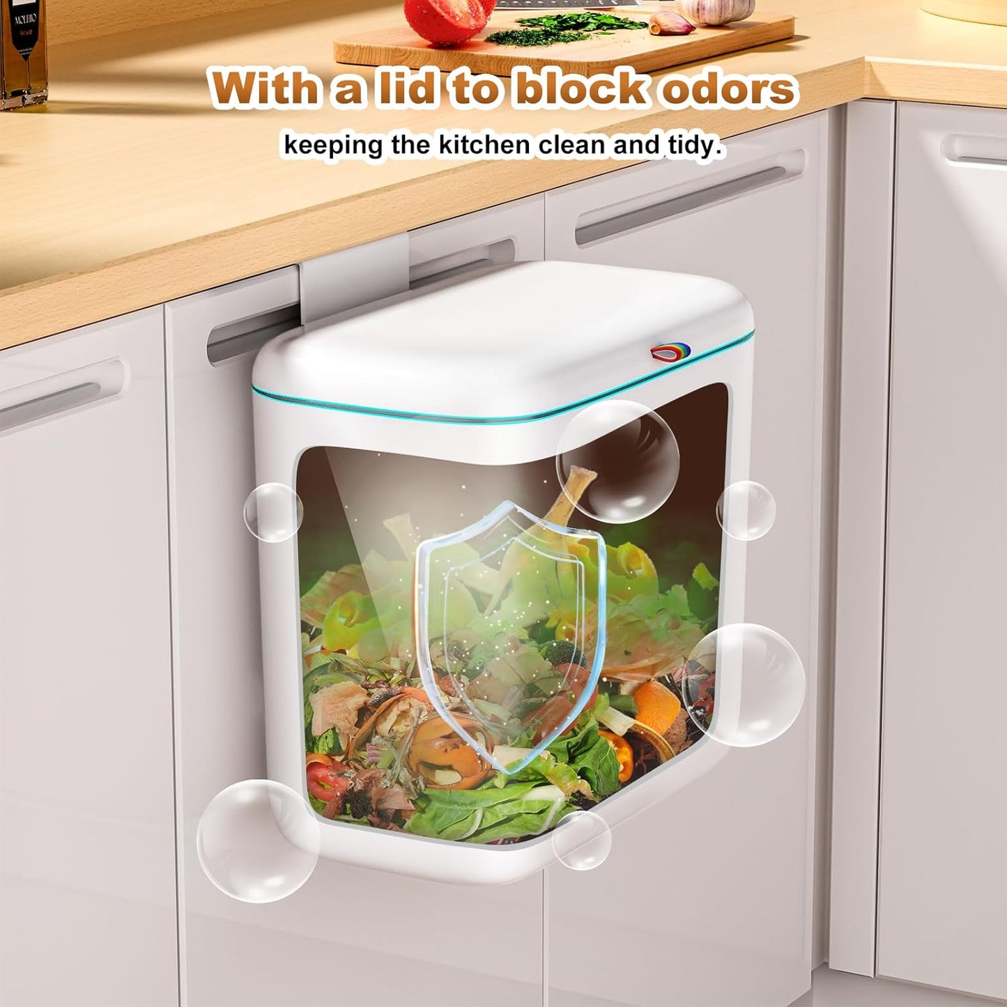 funest 2.6 Gallon Compost Bin Kitchen for Counter Top or Under Sink, Hanging Trash Can for Cabinet/RV/Bathroom/Bedroom/Office/Camping