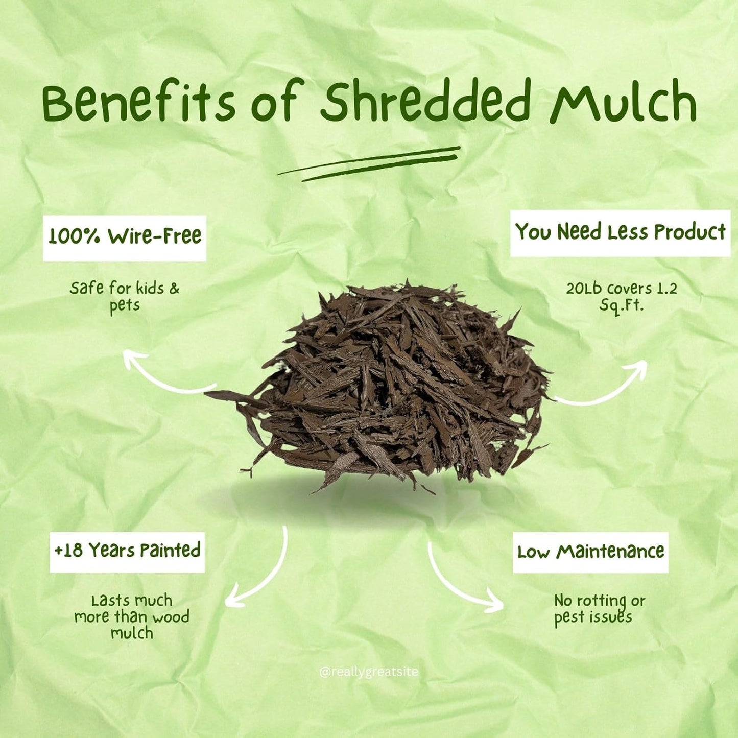 100% Wire-Free Shredded Rubber Mulch – Brown – 10 lb (0.6 cu ft) – Long-Lasting, Low Maintenance, Safe for Kids & Pets – Ideal for Landscaping & Playgrounds
