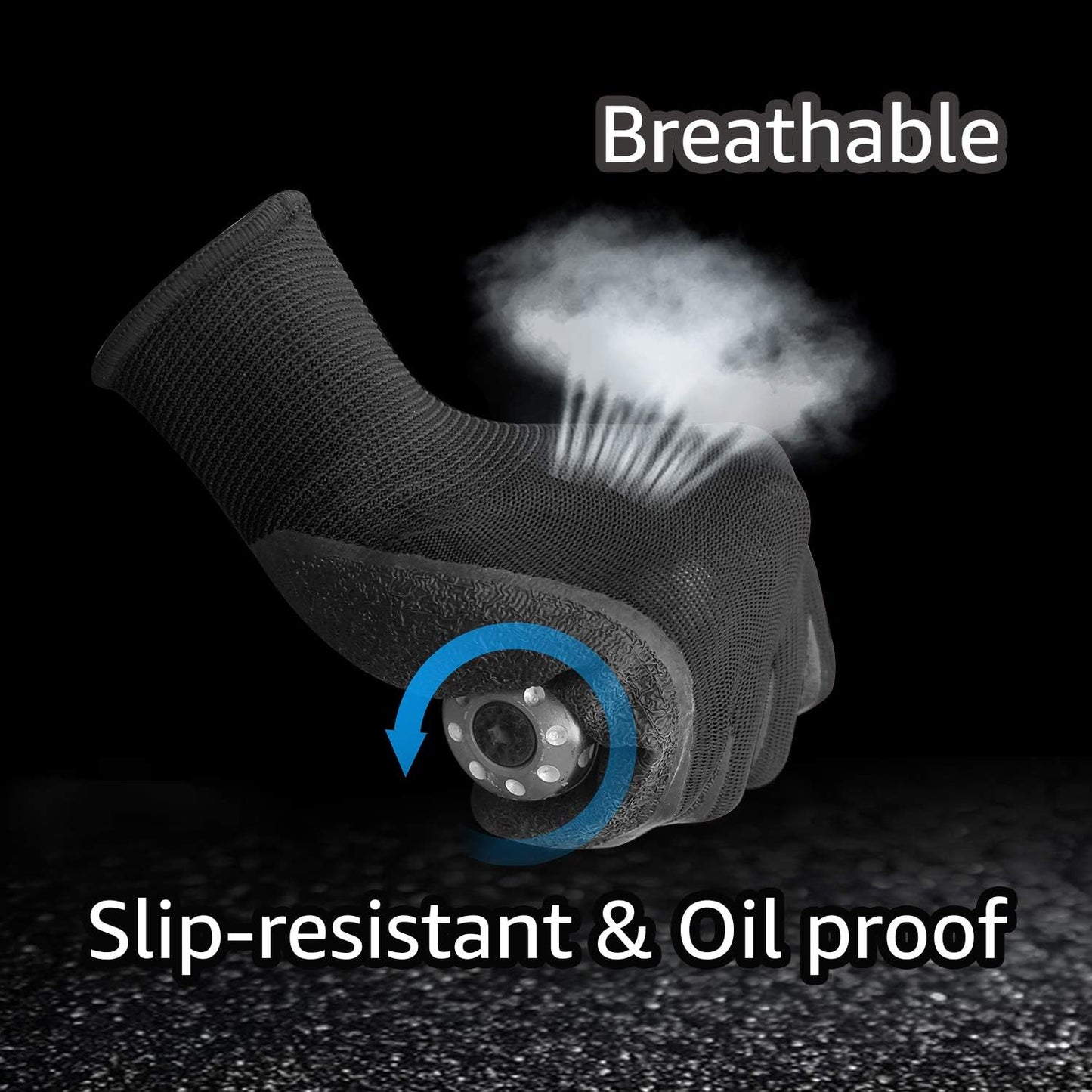 Evridwear Crinkle Latex Rubber Hand Coated Safety Work Gloves for Men Women General Multi Use Construction Warehouse Gardening Assembly Landscaping (L-Size) 12 Pairs Pack