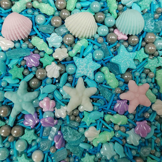 Homankit Ocean Sprinkles for Cake Decorating Edible Hippocampi Starfish Shell Fish Pearl Sugar Sprinkle for Baking Cake Cupcake Toppers Cookie Decorations Sea Theme Birthday Party Supplies