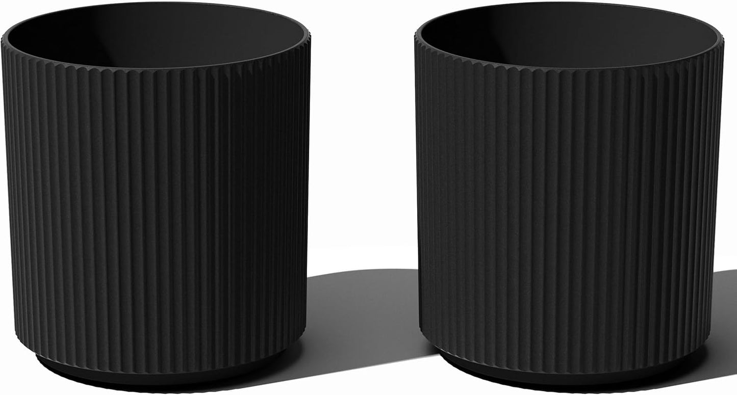 Veradek Round Demi Planter Pots for Indoor/Outdoor Garden Use, Made from Plastic-Concrete Mix with Drainage Holes, Perfect for Small to Large Succulent Plants, Flowers, Modern Interior Plants