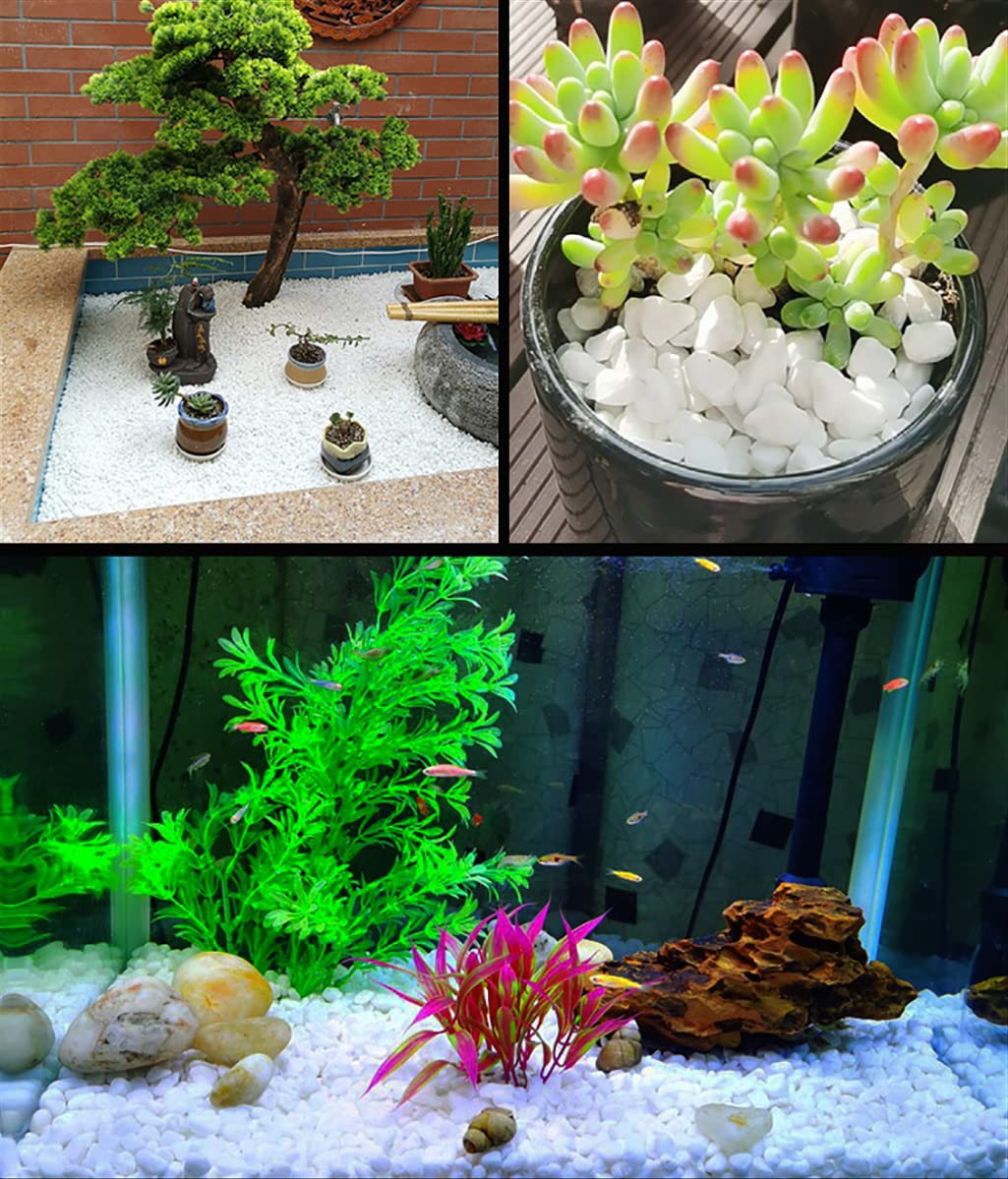 HOT SEAL 2.0 LB White Aquarium Gravel Pebbles 3/8", Natural Decorative Aquarium Substrate Small River Rocks, Mini Pebbles Stone for Fish Tank, Aquatic Plant Bonsai, Hydrophyte