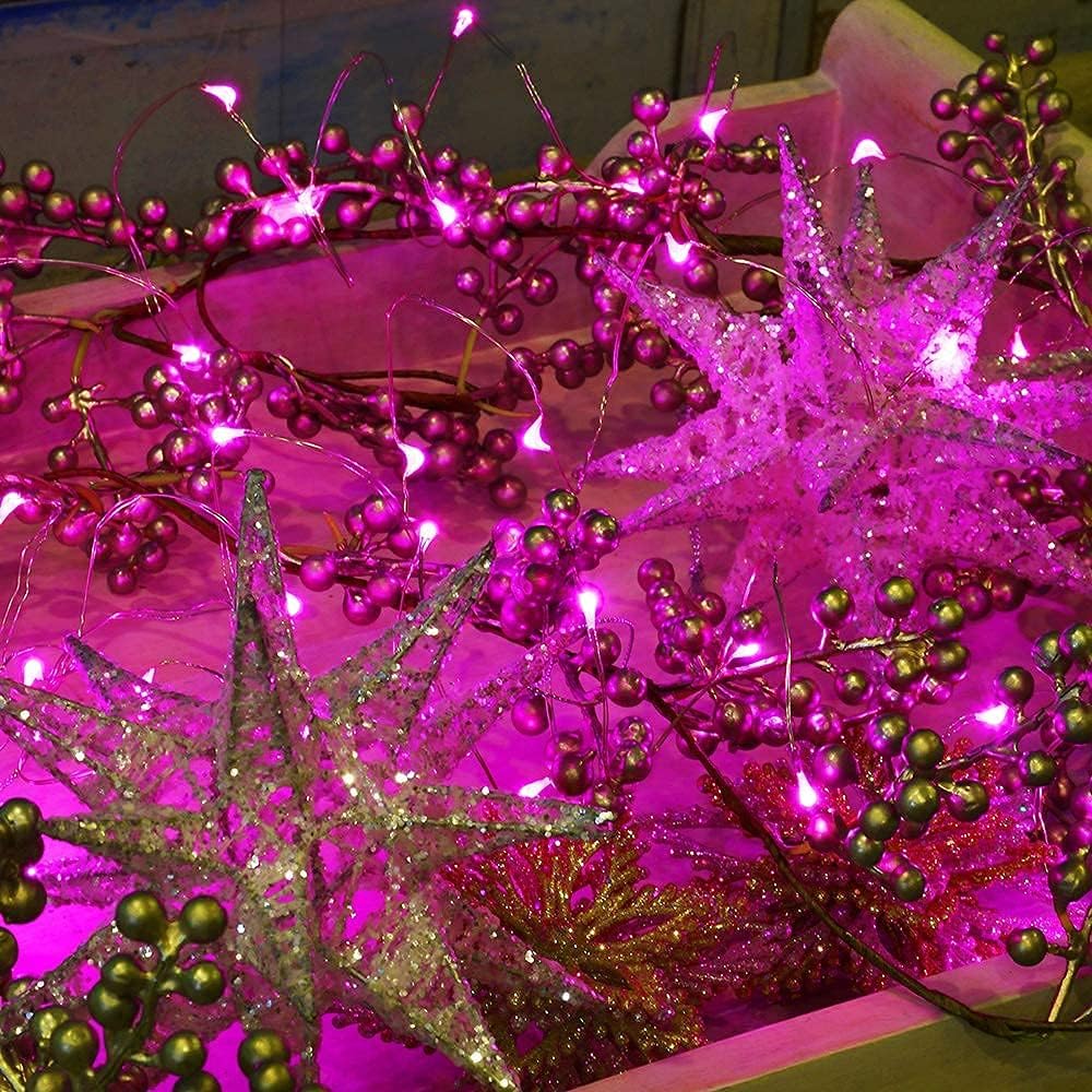 2 Pack Solar Powered Fairy String Lights Outdoor Waterproof 8 Modes Twinkle Christmas Decorations Lights, Each 33ft-100LED, 40ft-120LED, 66ft-200LED, 80ft-240LED, (Pink, 66)