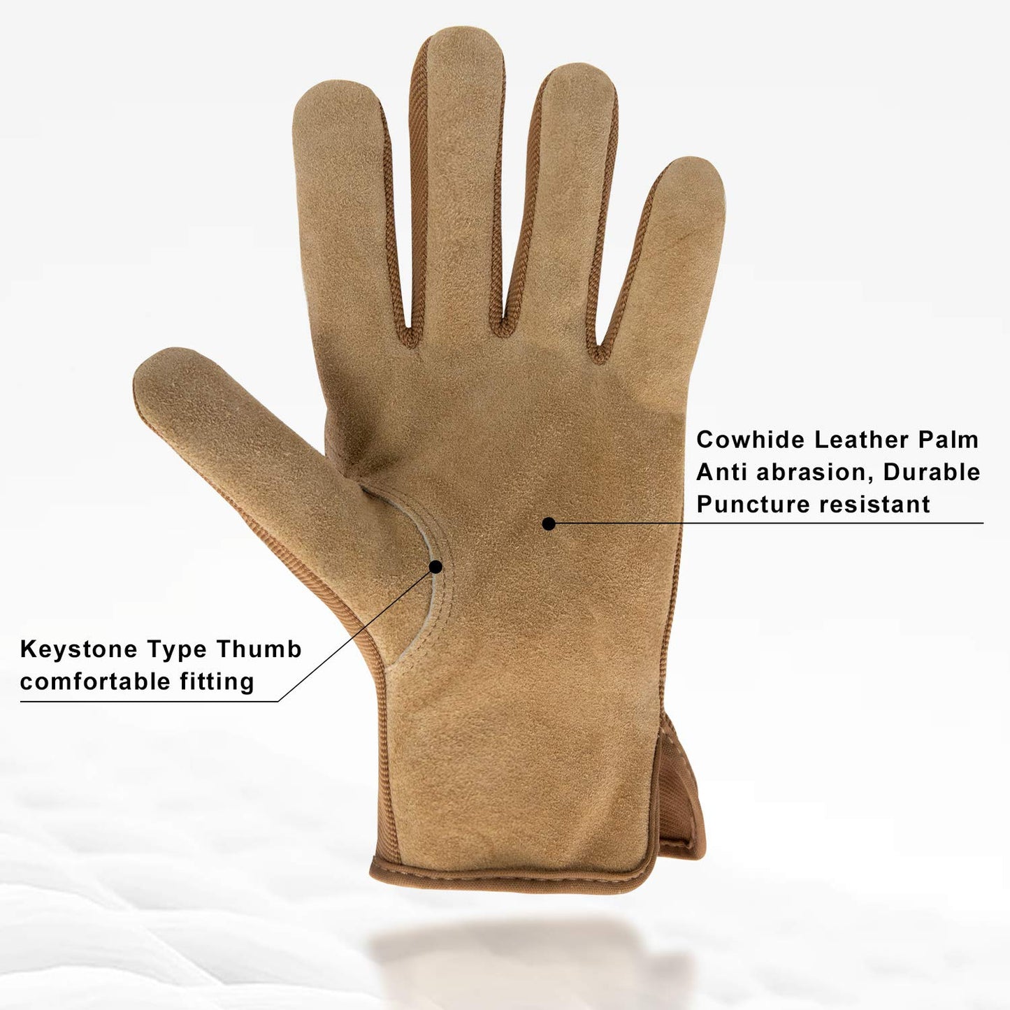 HLDD HANDLANDY 2 Pairs Leather Gardening Gloves for Men, Utility Work Gloves for Gardening, Yardwork, Construction, Mechanics, Great Garden Gifts for Men Women