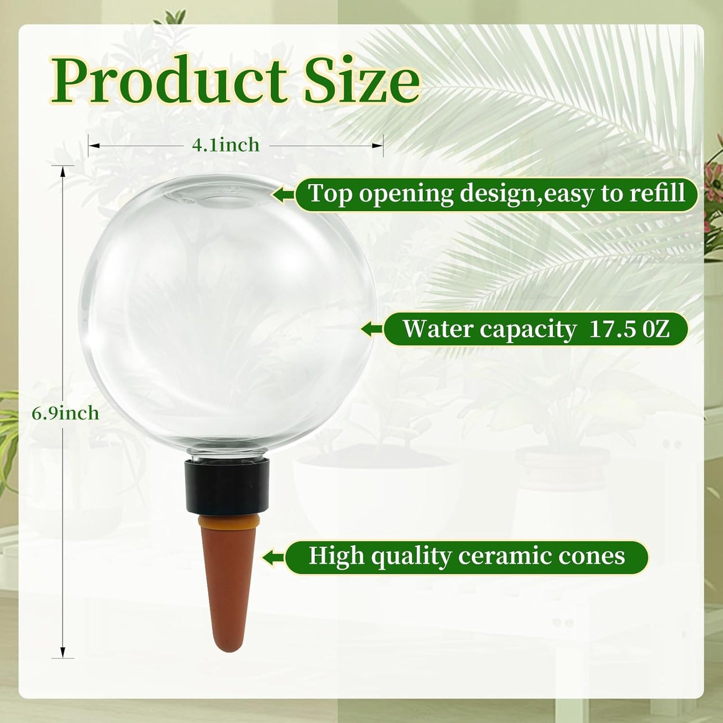 9 Pcs Self Watering Globes for Indoor Plants Automatic Watering Planter Insert 17.5 oz Watering Bulbs with Slow Release Control Water Dripper for Plants