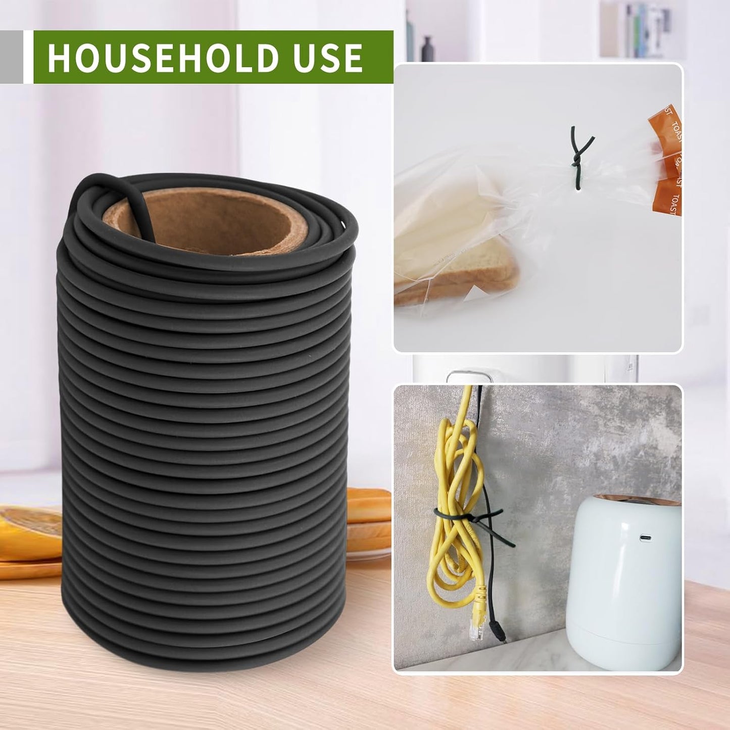 Garden Flexible Wire Tie, Soft Twist Plant Ties Support Plant Vines for Supporting and Fixing Garden Planting Branches Vines & Stems ，Organize Data Wire and Office Organization 65.6’ ( 3.5MM) (black)