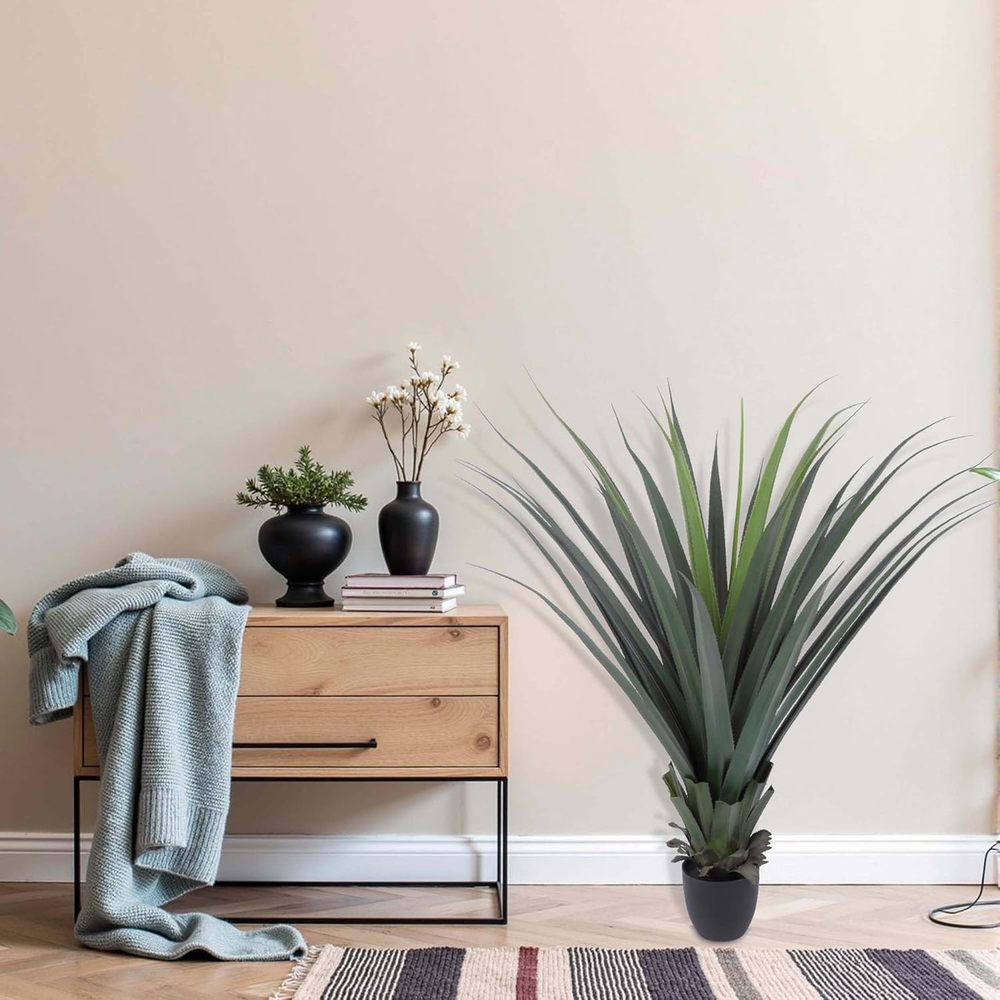 Artificial Spiked Agave Plant 40inch Faux Agave Plants for Front Porch Patio Indoor Outdoor Home Office Decor (2PACK)