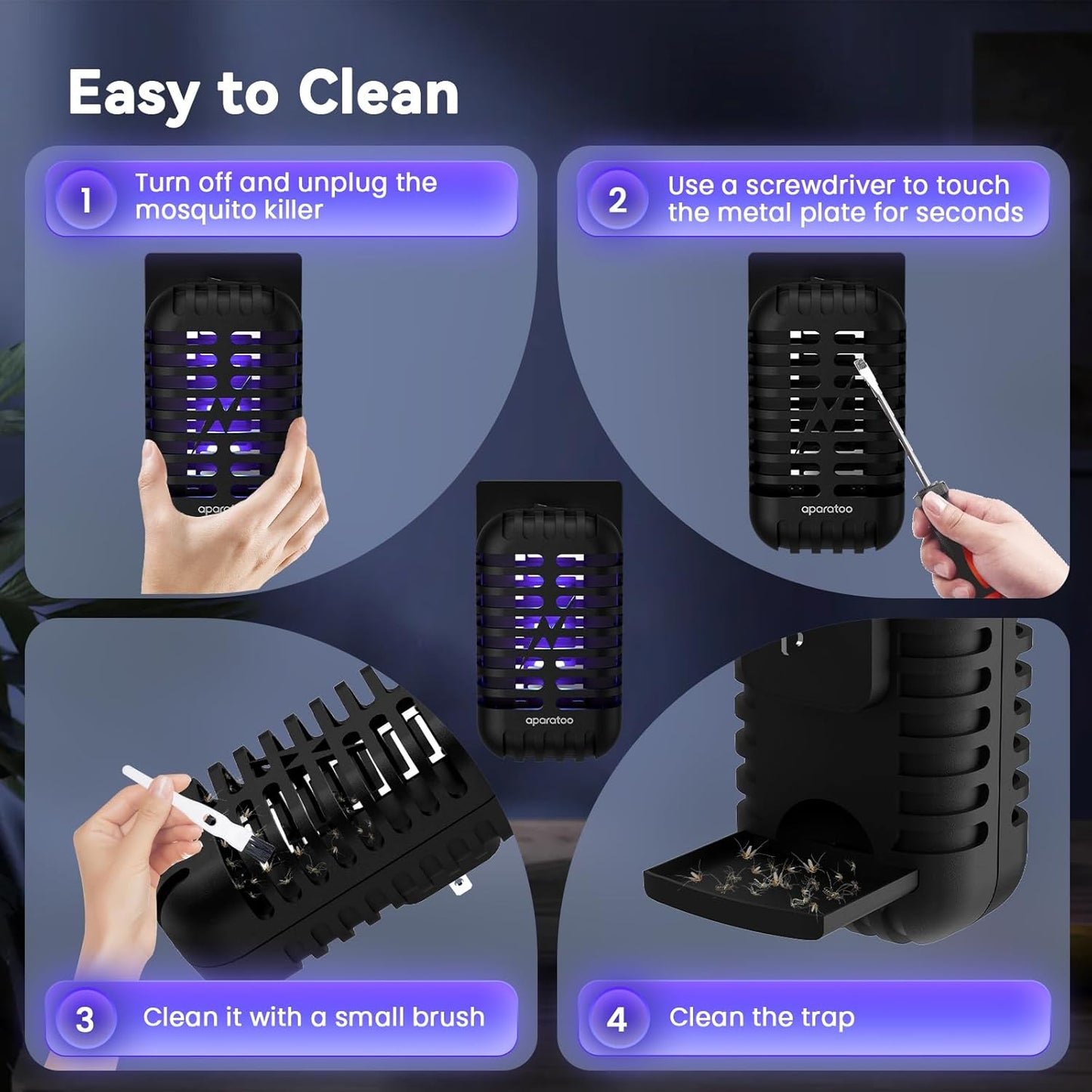 Bug Zapper Indoor Plug in, Fly Zapper Electronic 2 Pack Bug Zapper, Powerful Mosquito Zapper Insect Trap for Camping, Patio, Home, Kitchen