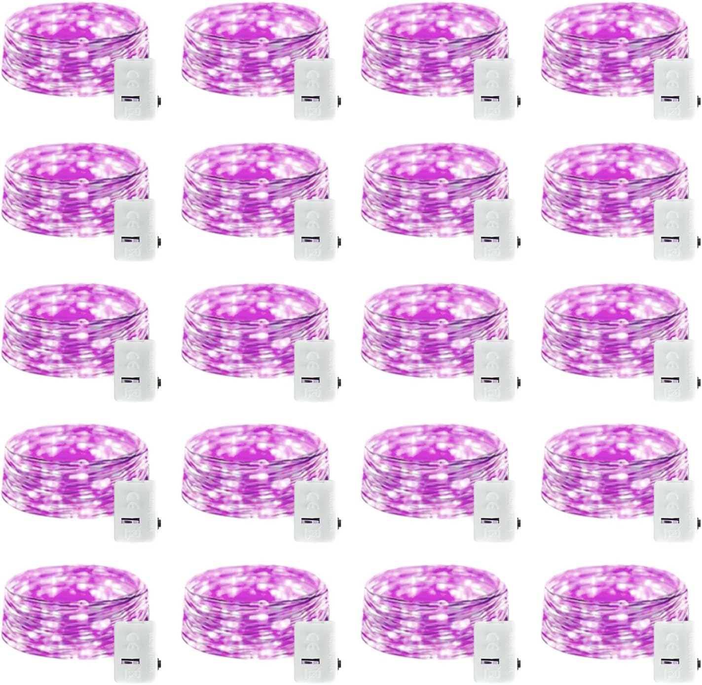 20 Pack LED Fairy Lights Battery Operated,3 Features Blinking Slowly Blinking & just on 7FT 20 LED Waterproof Mini Twinkle String Lights for Wedding Mason Jars Halloween Christmas Decorations,Purple