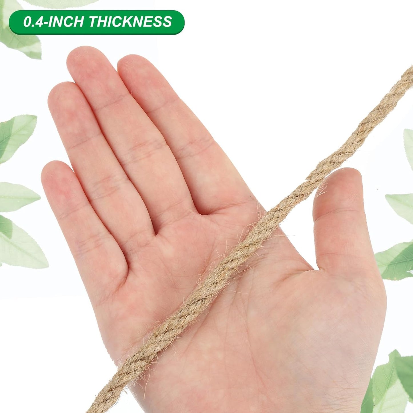 PATIKIL 3/8" x 50 ft Twisted Manila Rope Jute Ropes Natural Thick Jute Twine Burlap for Docks Railings Bundling Craft Tug of War Decorating