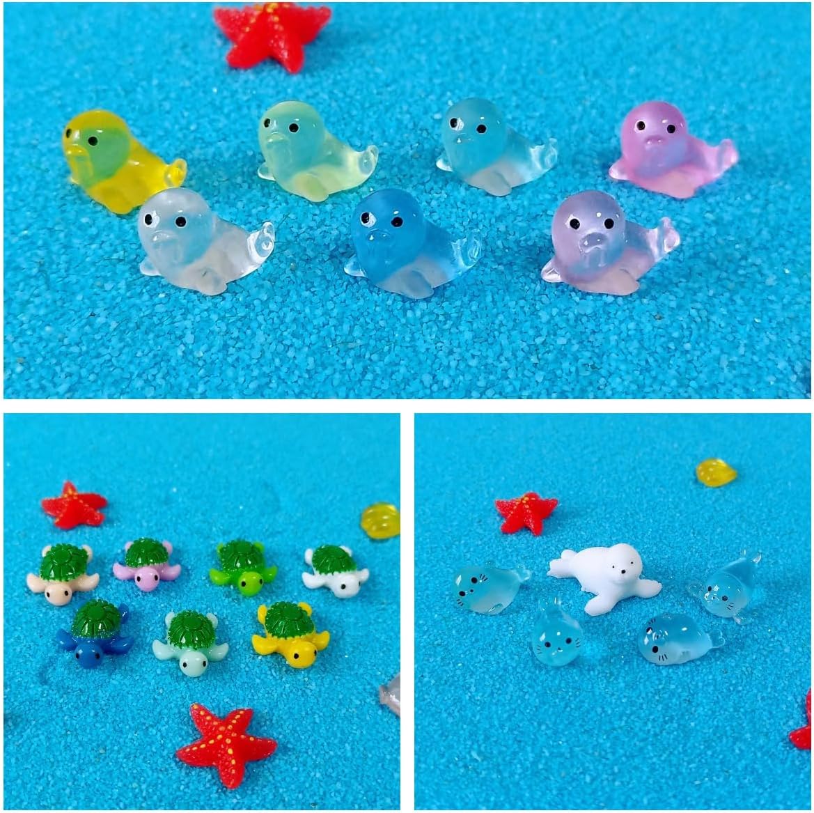 100 Pcs Ocean Mini Resin Animals Figures, Tiny Plastic Sea Creatures Figurines to Hide Miniature Fairy Garden Decorations Accessories