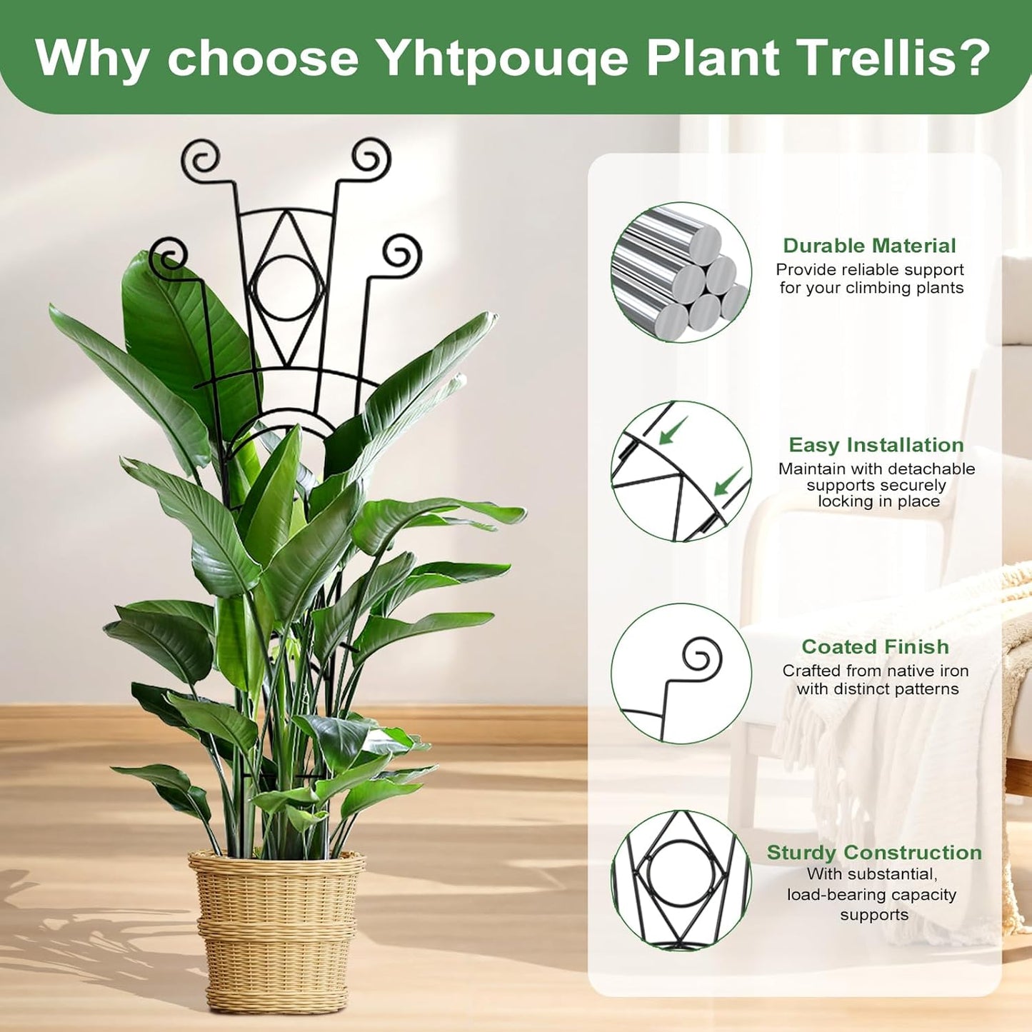 Indoor Plant Trellis for Climbing Plants 2 Pack Small Garden Metal Support for Potted Plants Flowers Houseplants for Outdoor