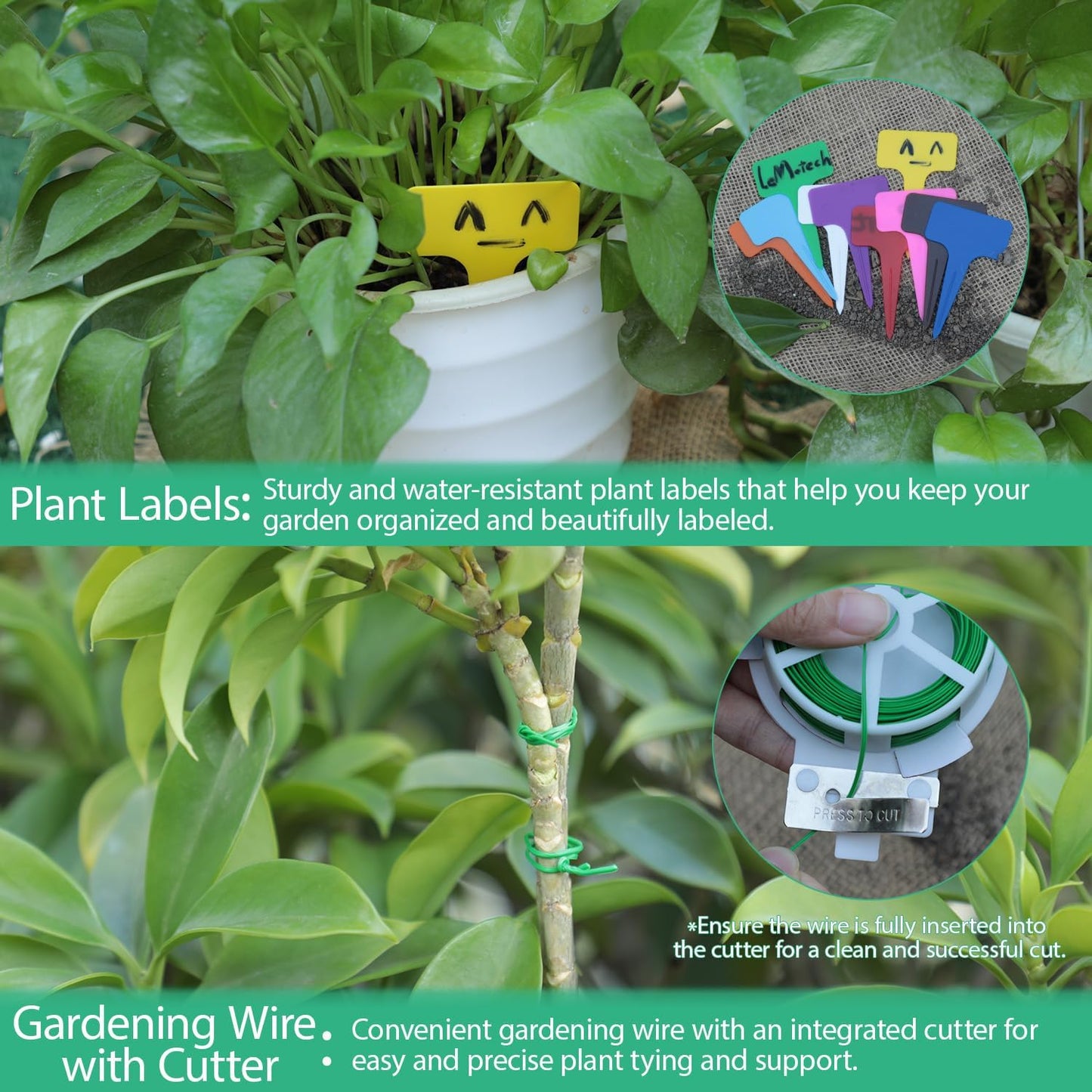 LeMotech Garden Tool Set, 3Pcs Stainless Steel Heavy Duty Gardening Kit Including Trowel Transplanter Cultivator Gardening Hand Tools with Handle, Planting Tool for Women Men