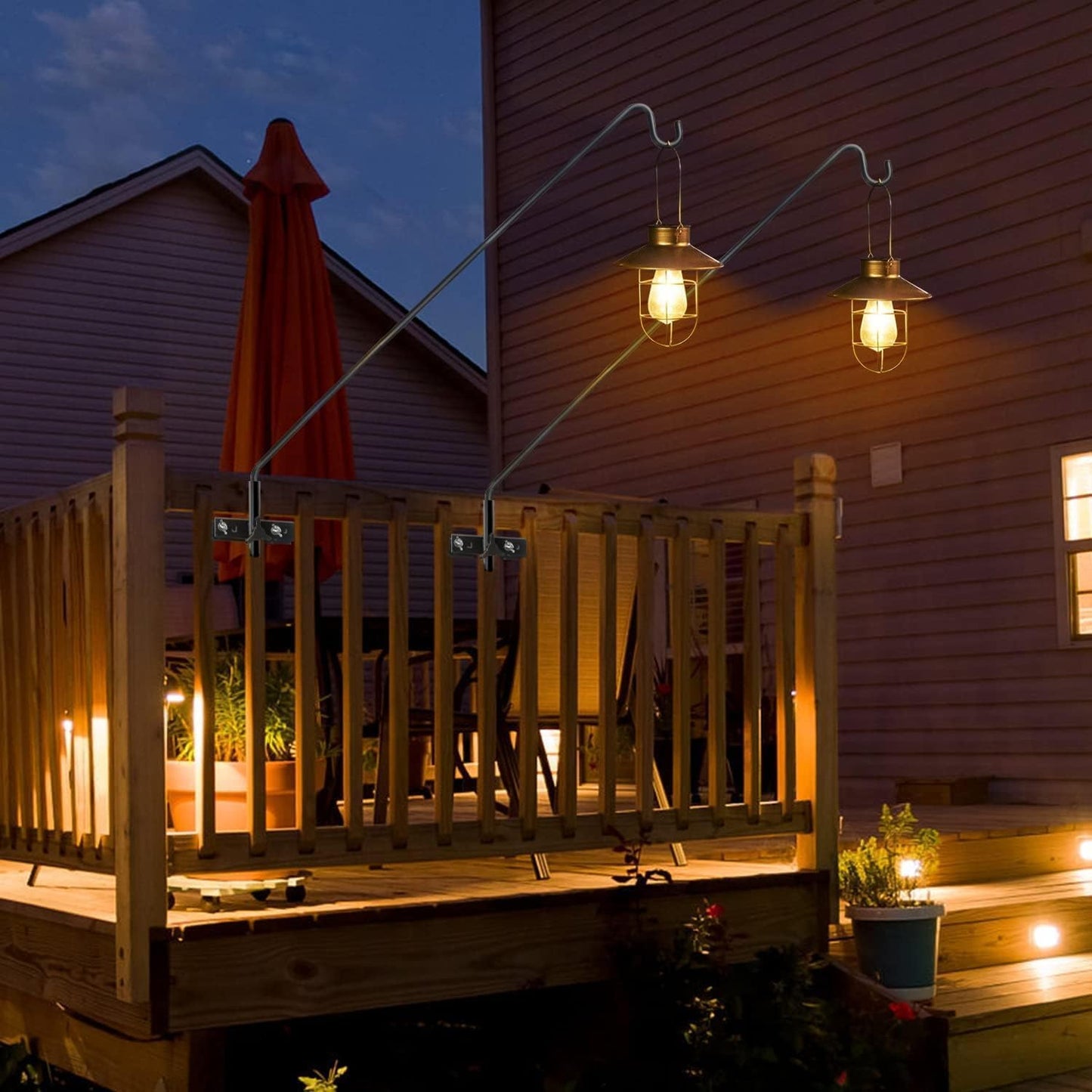 ERYTLLY Extended Rail Hook Fence Deck Heavy Duty Bird Feeder Hook 360 Degree Rotary and Length Adjustable Plant Bracket for Bird Feeders, Planters, Suet Baskets, Lanterns, Wind Chimes and More