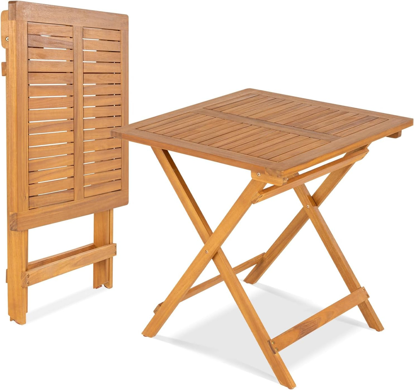 IDZO Legolas FSC Acacia Wooden Folding Table, Heavy Duty 270lbs Capacity, Elegant & Rustic Design for Garden, Backyard, Porch, Patio, Easy Assembly