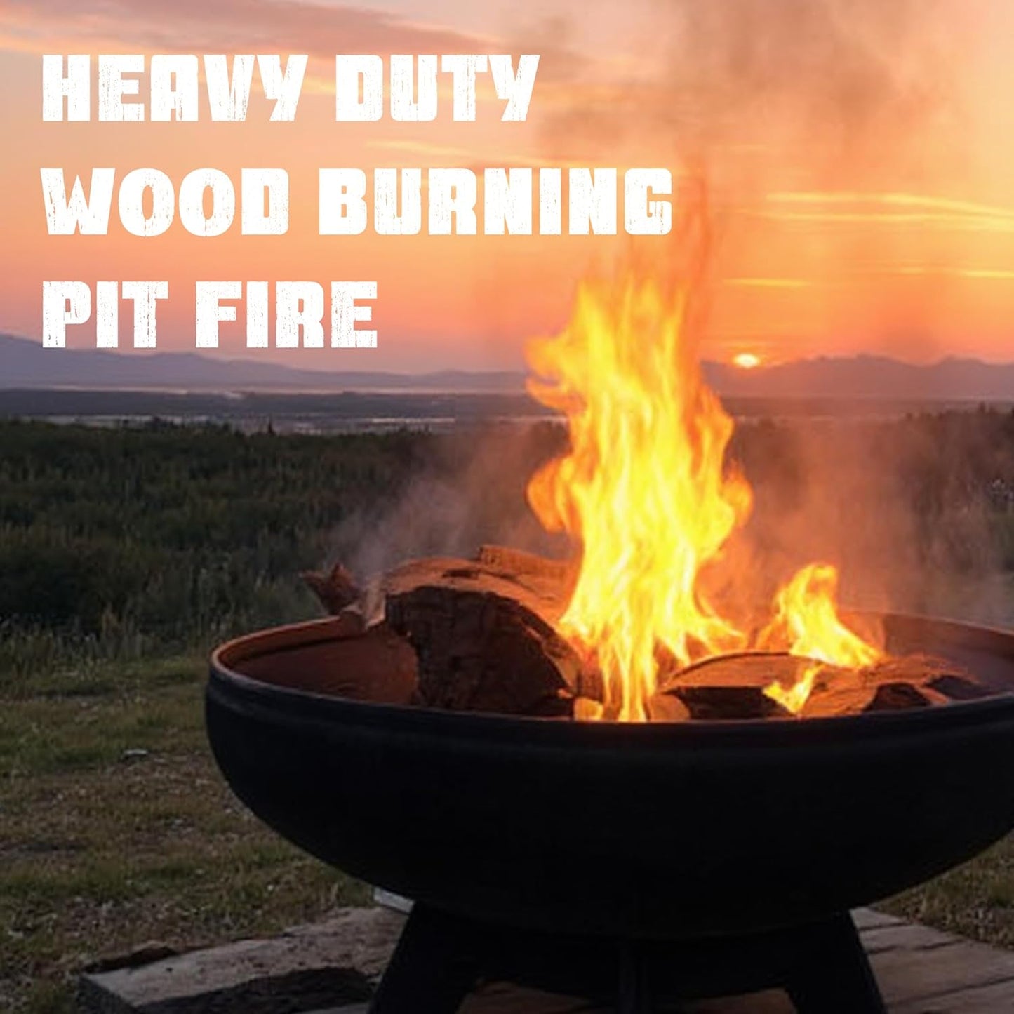 Liberty Fire Pit – Ohio Flame Wood Burning Outdoor Fire Pit - 30" Diameter with Hollow Base (Made in USA)