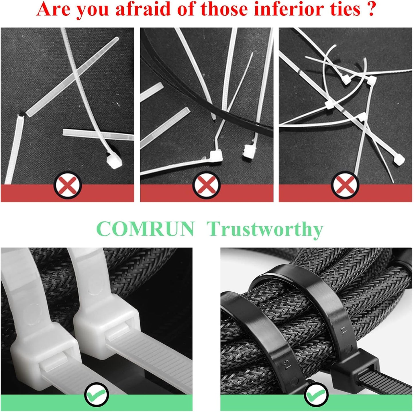 4 Inch White Cable Tie Zip Ties Nylon Zip Ties Plastic Ties 100Pcs