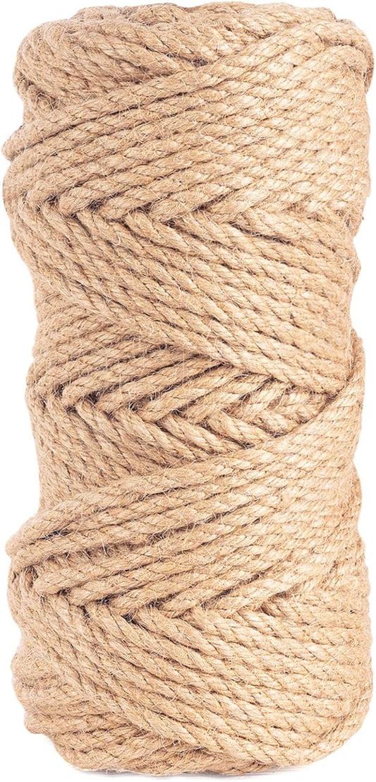 5mm Jute Twine,98 Feet Twisted Jute Rope, Garden Twine, Heavy Duty and Thick Twine Rope, Garden, Arts & Crafts, Home Decor, Packaging Braided