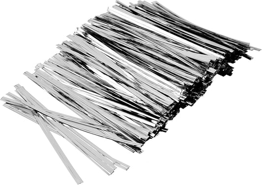 400 Pcs Metal Twist Ties 4 Inches Twist Straps for Bread Bags Candy Bags Snack Bags Halloween Party Cake Favor (Silver)