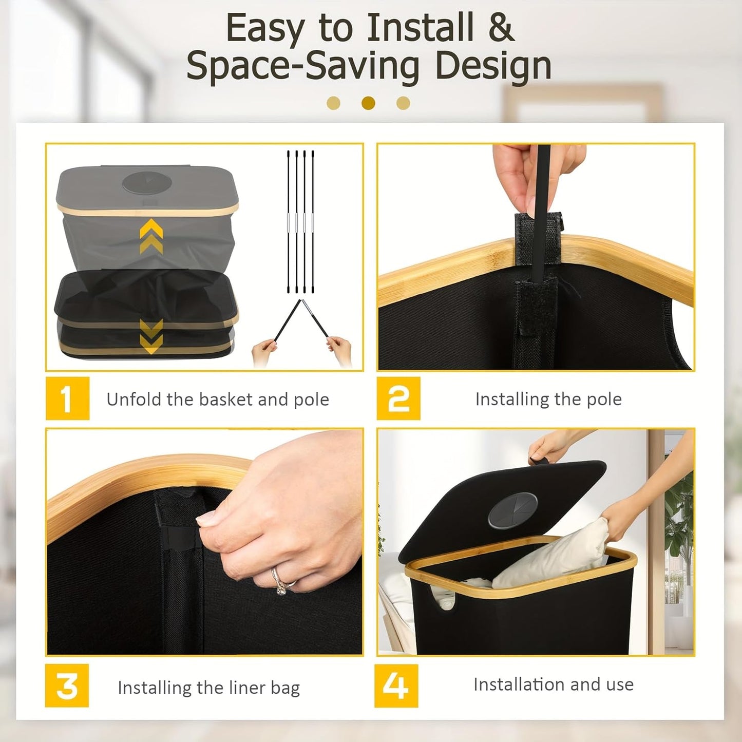 Garbage Bin Kitchen,Kitchen Trash Can with Lid, Detachable and Reusable Inner Bag,Large 26-Gallon 100-Liter Capacity, Suitable for Bottles, Cans, and Glass，Black