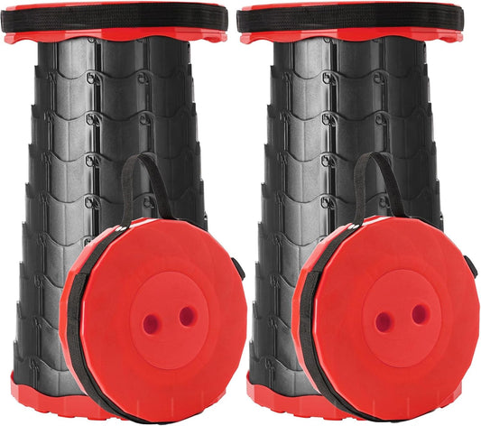 Upgraded Foldable Stool Thickened Set of 2, Portable Collapsible Stool Retractable Stool, Foldable Portable Collapsible Chair for Fishing, Hiking Tours, BBQ, Parties, Outdoor Activities (Red)