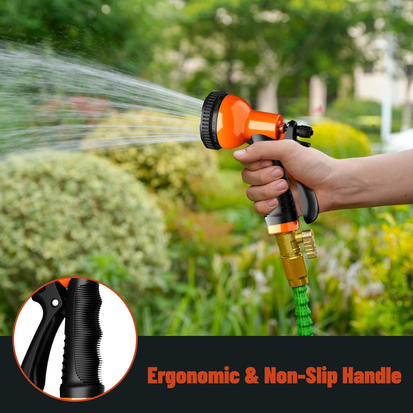 Garden Hose Nozzle Sprayer 10 Watering Patterns Spray Nozzles Heavy Duty Hose Head Lightweight Hose Attachment Orange
