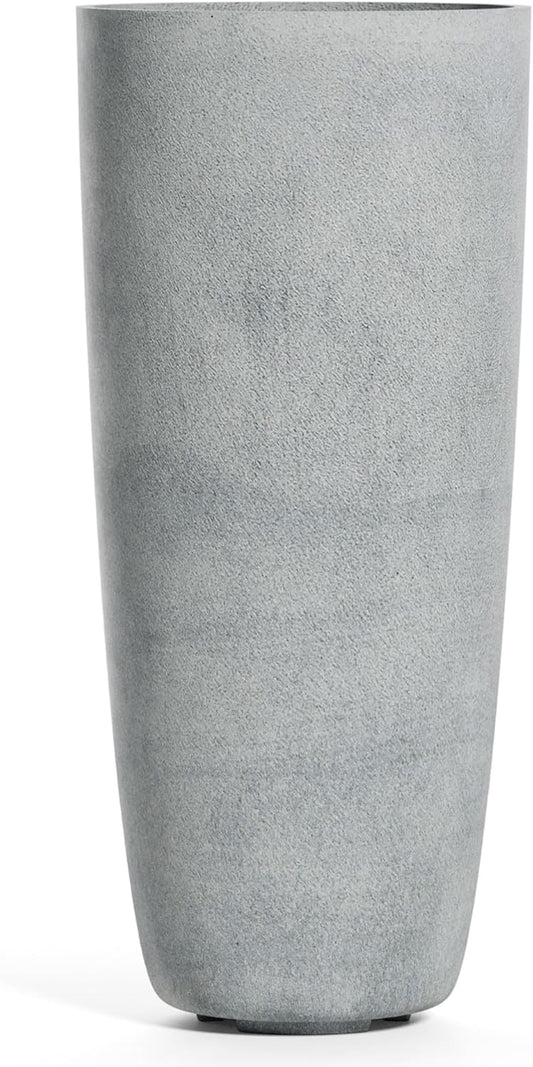 Lofto Tall Planter – Concrete Stone Finish – Fiberglass Indoor/Outdoor and Weather-Resistant Large Planter (16.5" D x 36.4" H Exterior, 15.3" D x 36.2" H Interior)