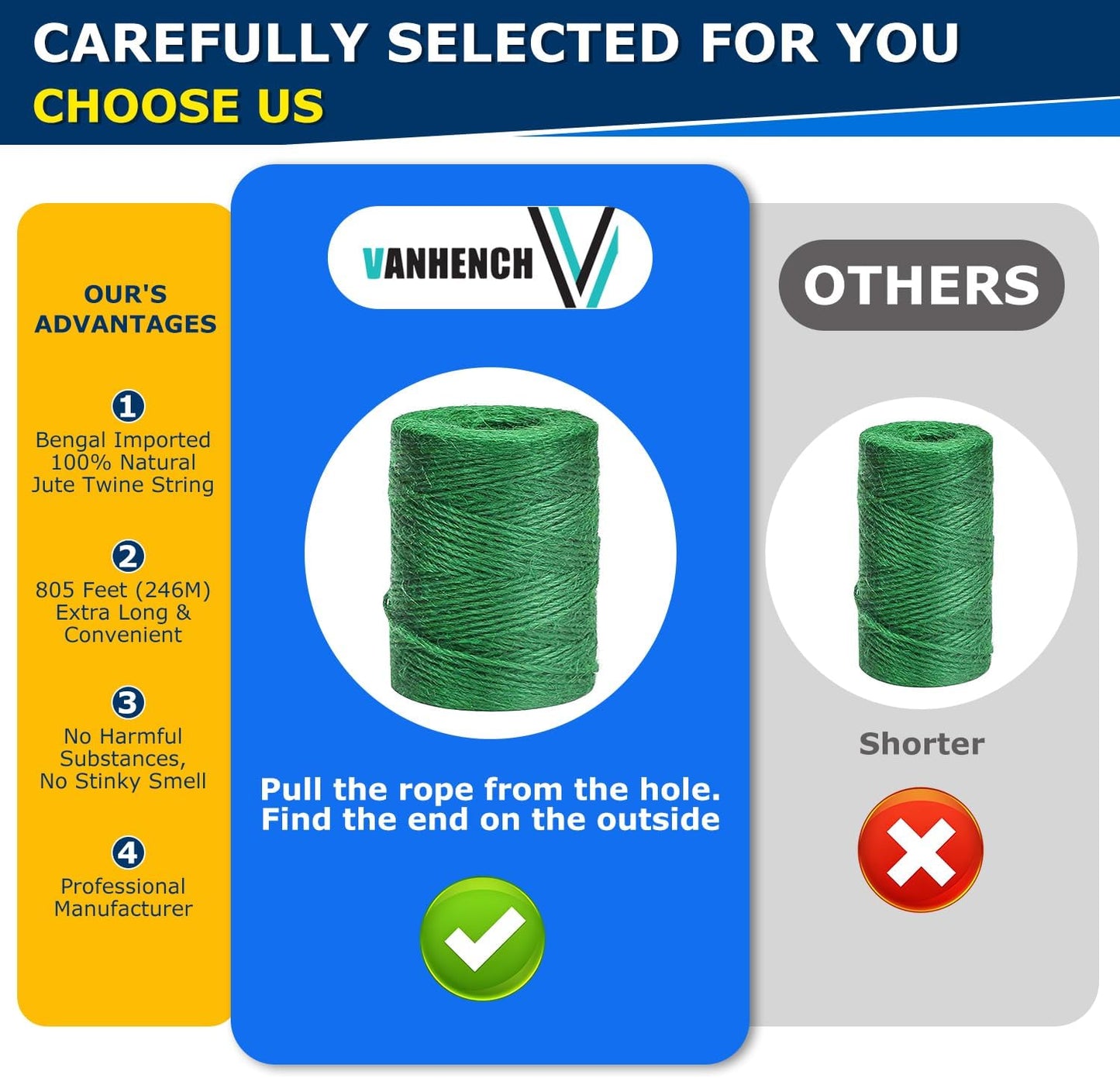 Vanhench 805ft Garden Twine, Green Twine String for Gardening Tomato Climbing Plant Tie Floristry Arts & Crafts Supplies, Hanging Planter Basket, Greenhouse Plant Accessories (Green)