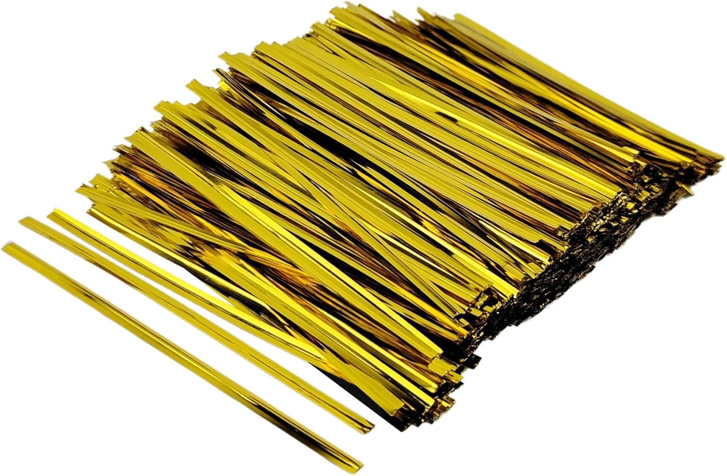 400 Pcs Metal Twist Ties 4 Inches Twist Straps for Bread Bags Candy Bags Snack Bags Halloween Party Cake Favor (Gold)
