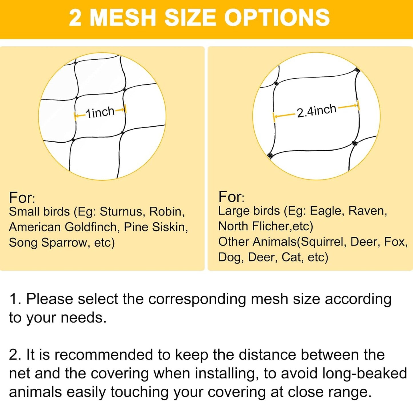 Bird Netting 50'x50' with 1" Square Mesh Bird Net Garden Nettings for Chicken Coop Roof, Poultry Netting Heavy Duty Nylon Net Aviary Nettings Deer Fence Hawk nets for Chicken Run