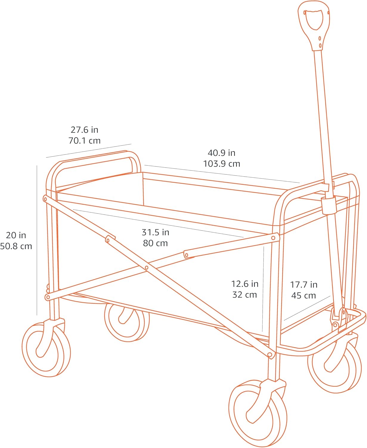 Amazon Basics Collapsible Folding Heavy Duty Utility Wagon for Outdoor Sports, 265 pounds Weight Capacity, Camping, Garden, and Shopping, 27.6 x 40.9 x 20 inches, Gray