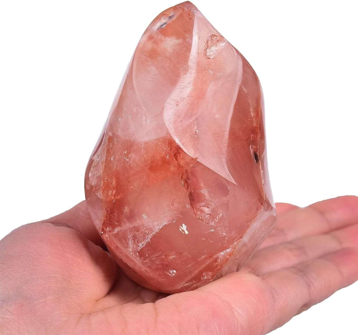 AMOYSTONE Red Hematoid Flame Shaped Stone Towers Obelisk Natural Healing Crystal Quartz Reiki Energy Decoration Home Office 0.6-1.0LBS