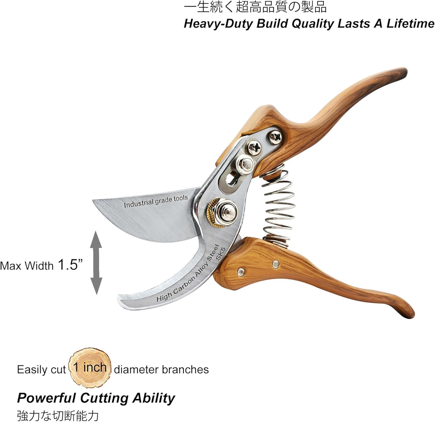 TONMA Bypass Pruning Shears [Made in Japan] 8 inches Professional Garden Shears, Japanese Secateurs Hand Pruner Hedge Clippers, Aluminum Alloy Handle