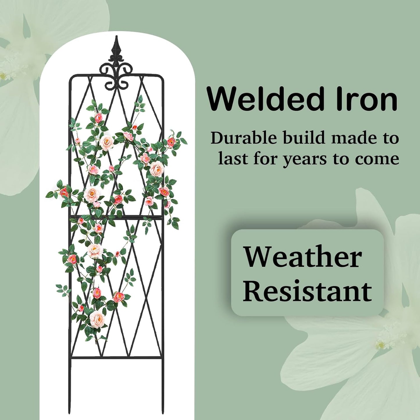 Garden Trellis for Climbing Plants Outdoor, 70"X18" Metal Trellises, Decorative Garden Fencing Flower Trellis with Durable Powder Coating for Vines Plant Rose, Vegetable Support, Black (2, Pattern-A)