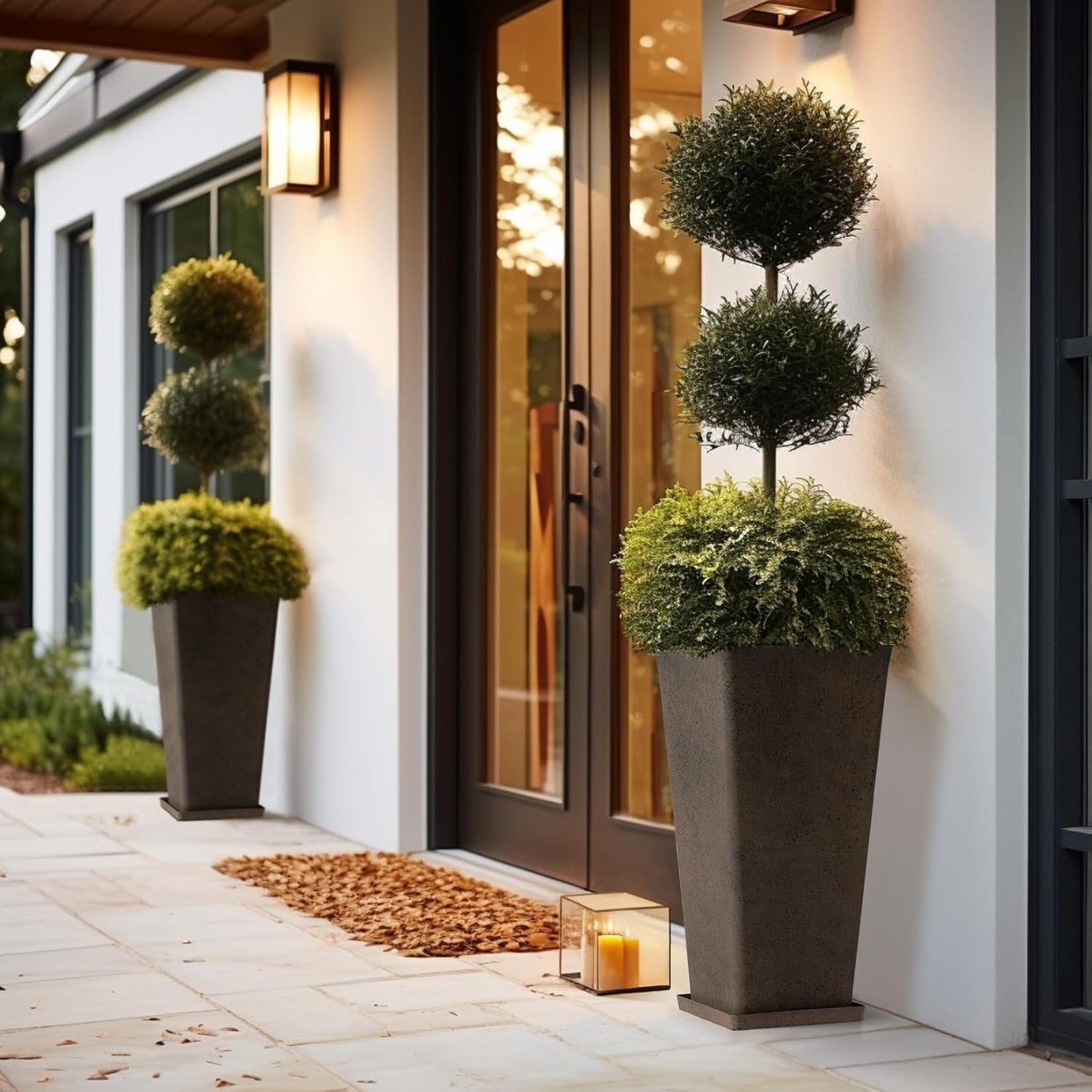 LA JOLIE MUSE 30 inch Tall Planters Set of 2, Indoor/Outdoor Rectangular Large V Shaped Taper Planters for Front Door