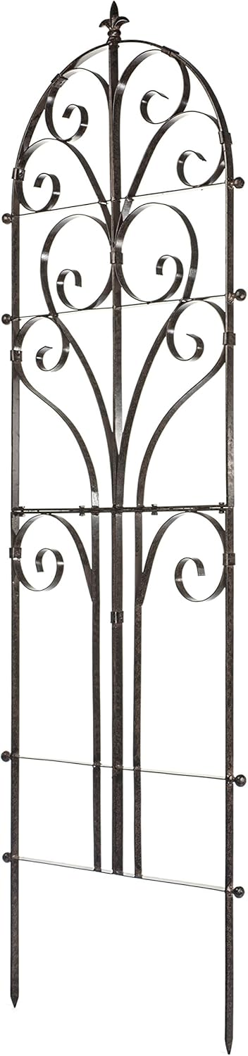 H Potter Garden Trellis for Climbing Plants Iron Metal Outdoor Scroll Wall Decor or Flowers Roses Vine Ivy Clematis GAR214 Large