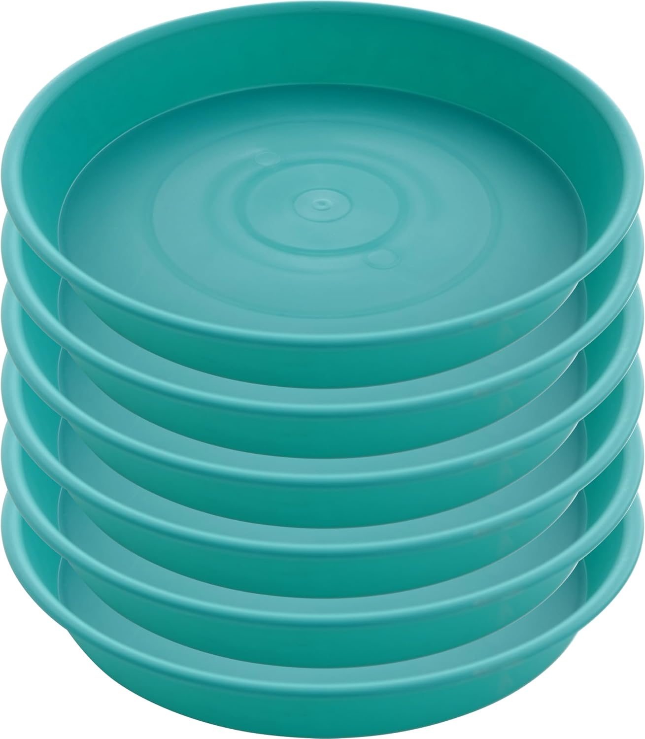 6 Pack Plastic Plant Saucer Water Drip Tray, 4 5 6 7 8 9 10 11 12 13 15 17 19 inch, Heavy Sturdy Plant Drainage Tray for Indoors Outdoor, Flower Saucers for Pots Base (4", Teal)