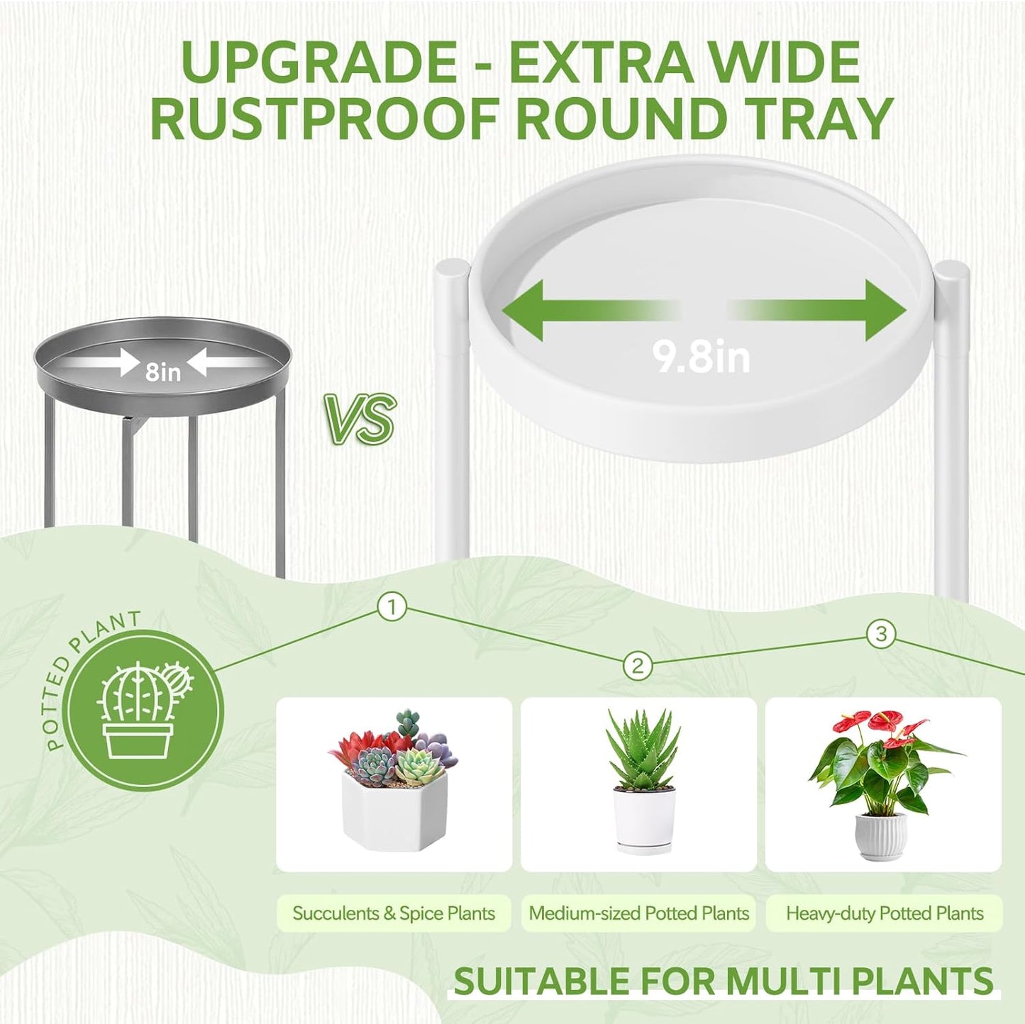 iDavosic.ly 4 Tier Large Plant Stand Indoor, 10 Inch Wide Tall Corner Metal Plant Stands Outdoor for Multiple Plants, Folding Tiered Flower Display Holder Rack Shelf, White