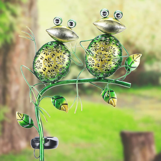 Bshine Outdoor Solar Garden Decorative Frog Lights, Waterproof LED Metal Stake Yard Art for Backyard, Path, Lawn Ornaments for Mom Gifts, Mother's Day Gifts