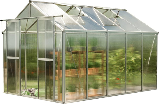 Greenhouse Saphir 5 Aluminum Frame 8.5 x 10.6 ft with Approx. 6 mm Polycarbonate Panels