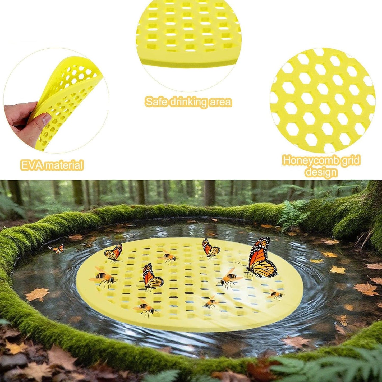 4 Pack Floating Bee Watering Station for Garden, Butterfly Feeder Bee Waterer Wildlife Baths Pollinator, Outdoor Pool & Garden Decor(Classic Round)