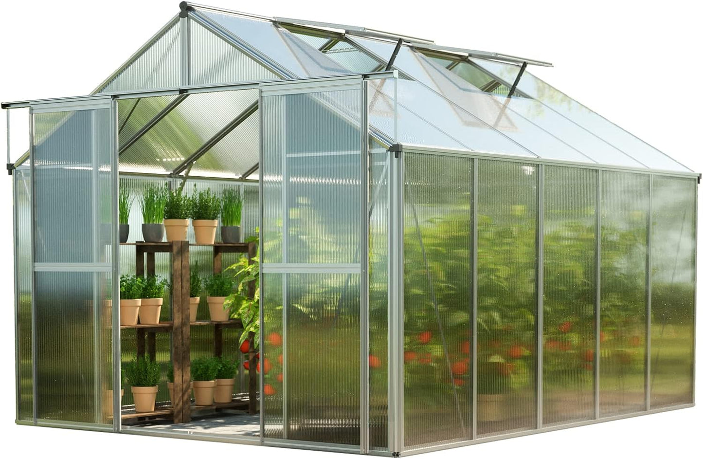 Greenhouse Topas 5 Aluminum Frame 7.4 x 10.6 ft with Approx. 6 mm Polycarbonate Panels