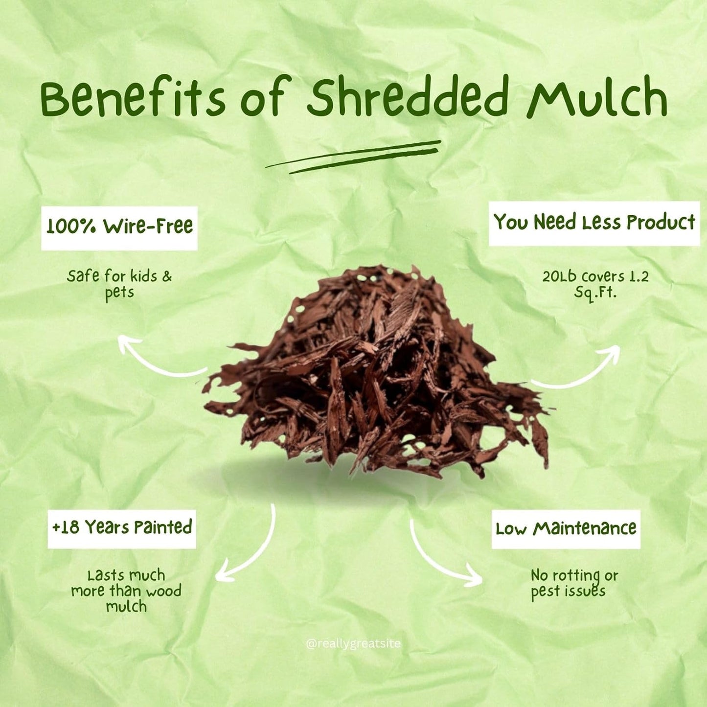 100% Wire-Free Shredded Rubber Mulch – Red – 10 lb (0.6 cu ft) – Long-Lasting, Low Maintenance, Safe for Kids & Pets – Ideal for Landscaping & Playgrounds