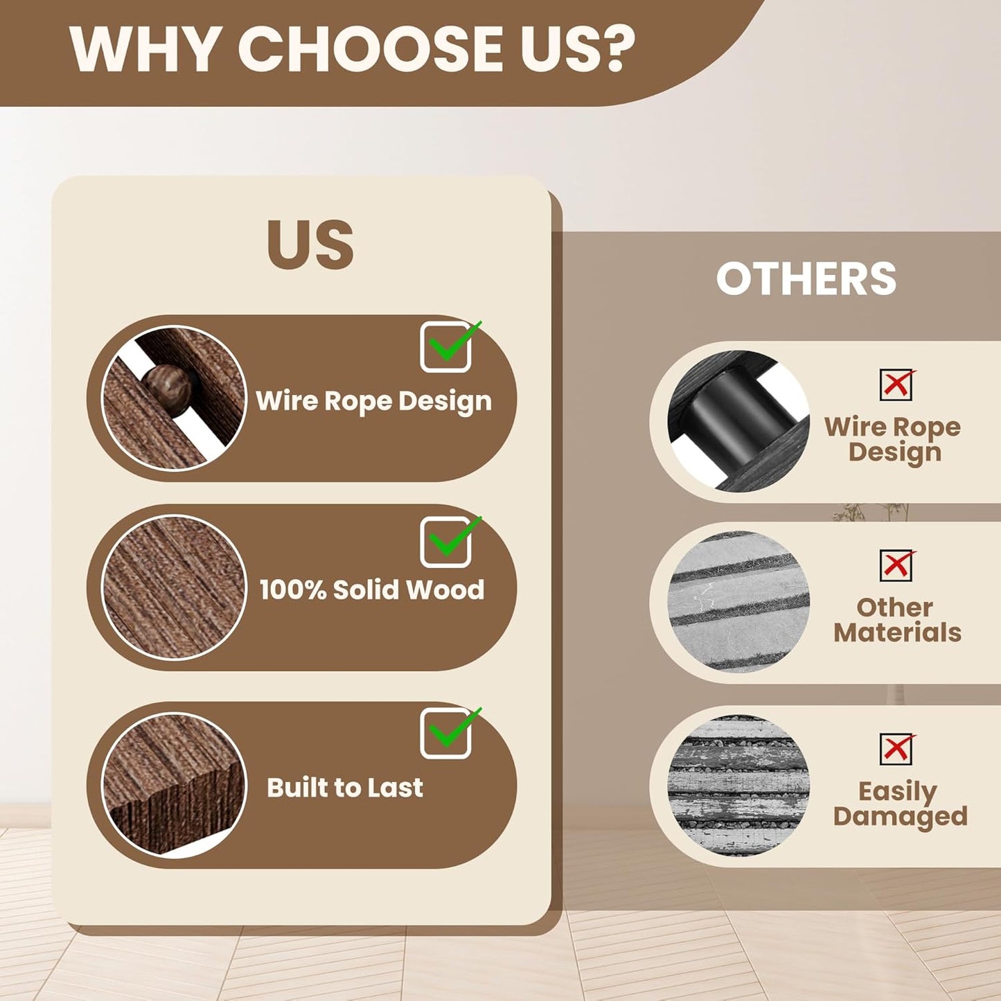 6FT Wooden Garden Pathway, Roll Out Walkway for Patio, Backyard and Outdoor Decor, Weatherproof, Non Slip and Easy to Install, Perfect for Beach, Wedding or Lawn (Brown)