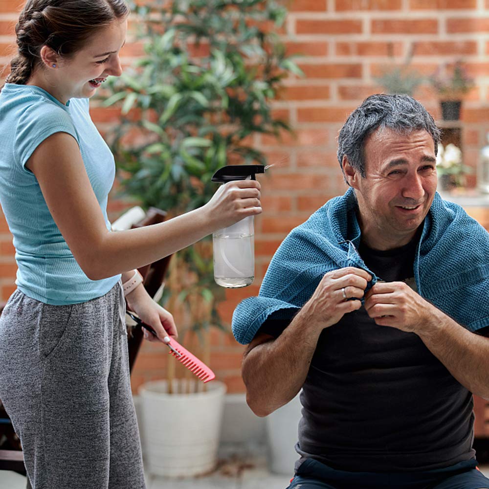 Wedama Glass Spray Bottle, 2 Pack Clear 16 oz Glass Spray Bottles for Cleaning Solutions and Essential Oils, Refillable Empty Spray Bottle with Adjustable Nozzles for Alcohol, Plant and Hair Care