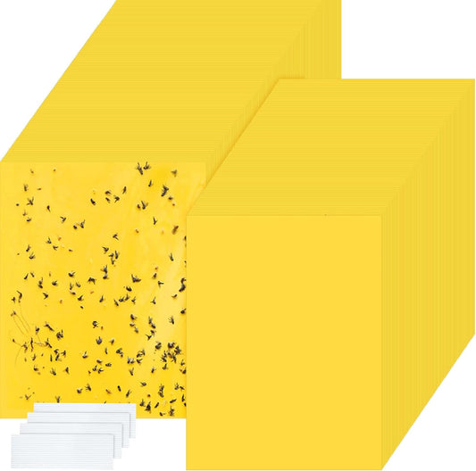 Qualirey 500 Pcs 6 x 8 Inch Yellow Sticky Traps for Plant Double Sided Sticky Trap for Gnats with Twist Ties Sticky Fly Traps for Fruit Insect Fungus Bugs Indoor Outdoor
