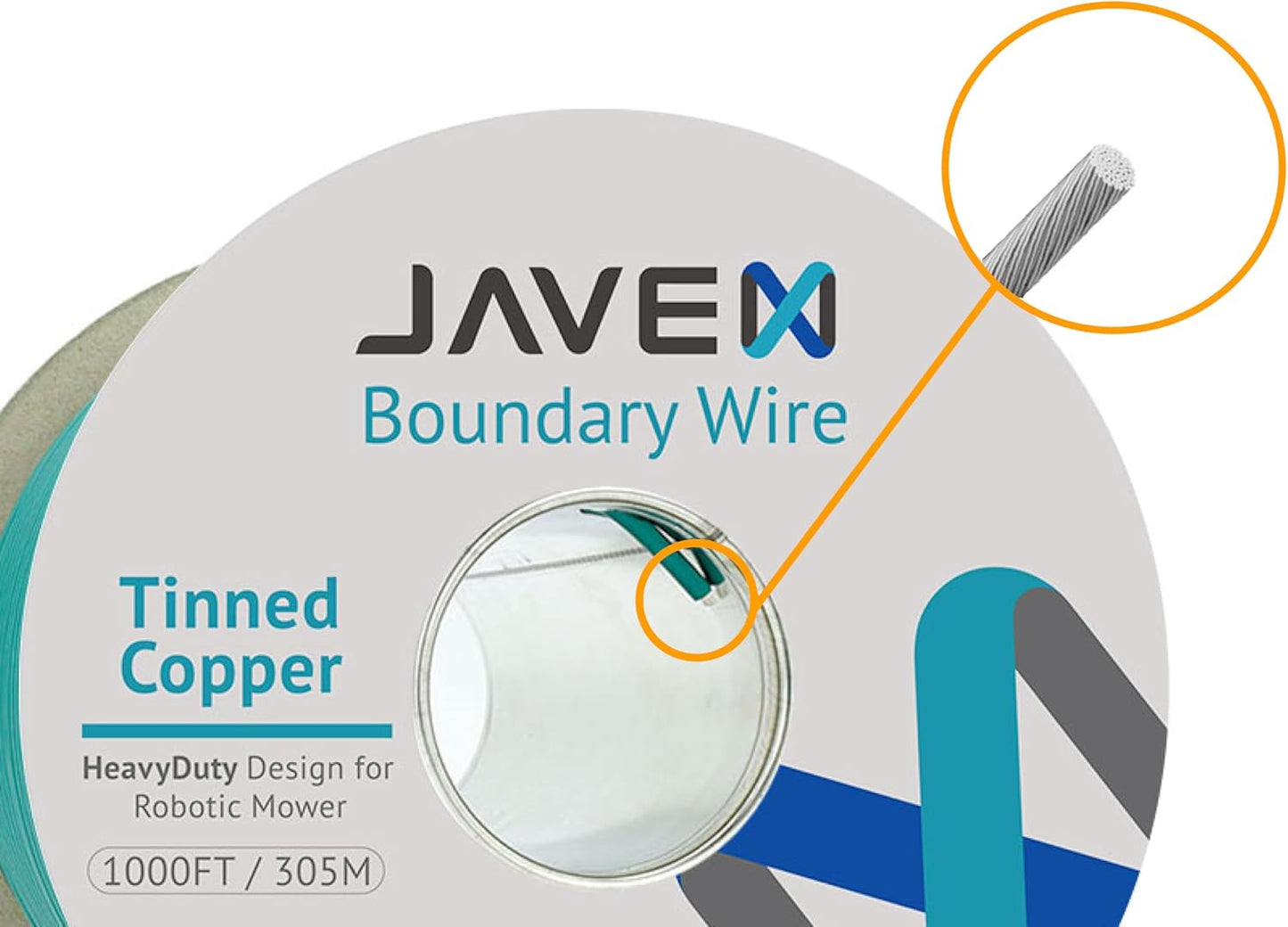 JAVEX Robotic Mower Boundary Wire Cable- Tinned Copper, Heavy Duty Universal for Gardena, Husqvarvna, Worx & Other Lawn Auto-Mower Brands Installation Kit [3.4mm, 24strand x 0.25mm] Green, 305M/1000FT